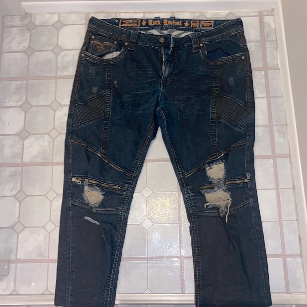 Rock Revival biker style bootcut jeans wore maybe twice still in good condition.